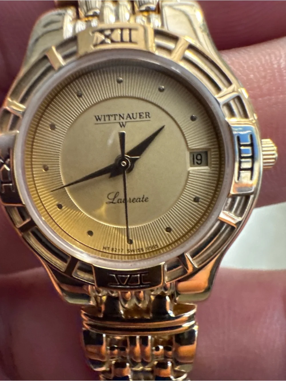 Wittnauer 25mm Gold Tone Steel Date Black Dial